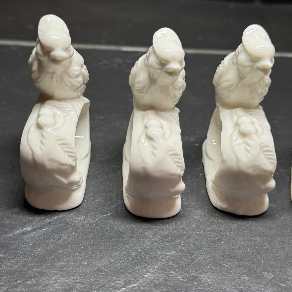 Ardalt Bone China Bird Napkin Rings Set of 4 White Porcelain‎ Taiwan 3616